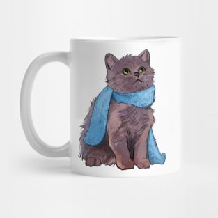 Russian Blue Kitten with a Scarf Mug